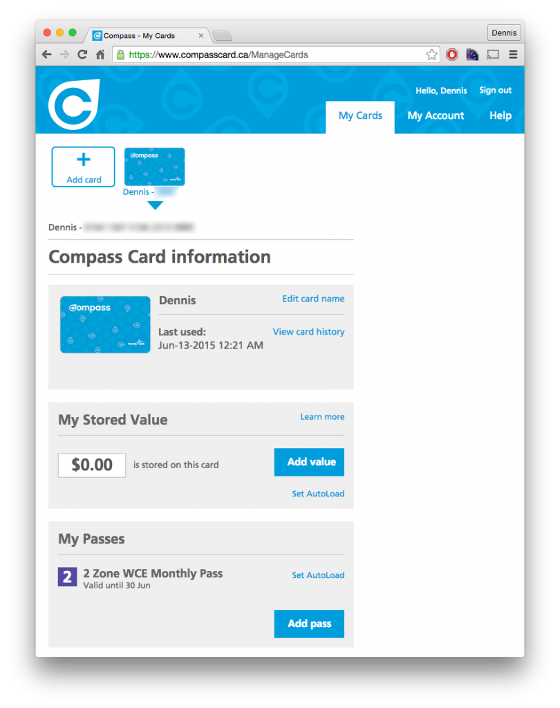 Finally tapping in using the Compass Card Dennis Tsang