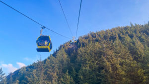Gondola coming down the mountain