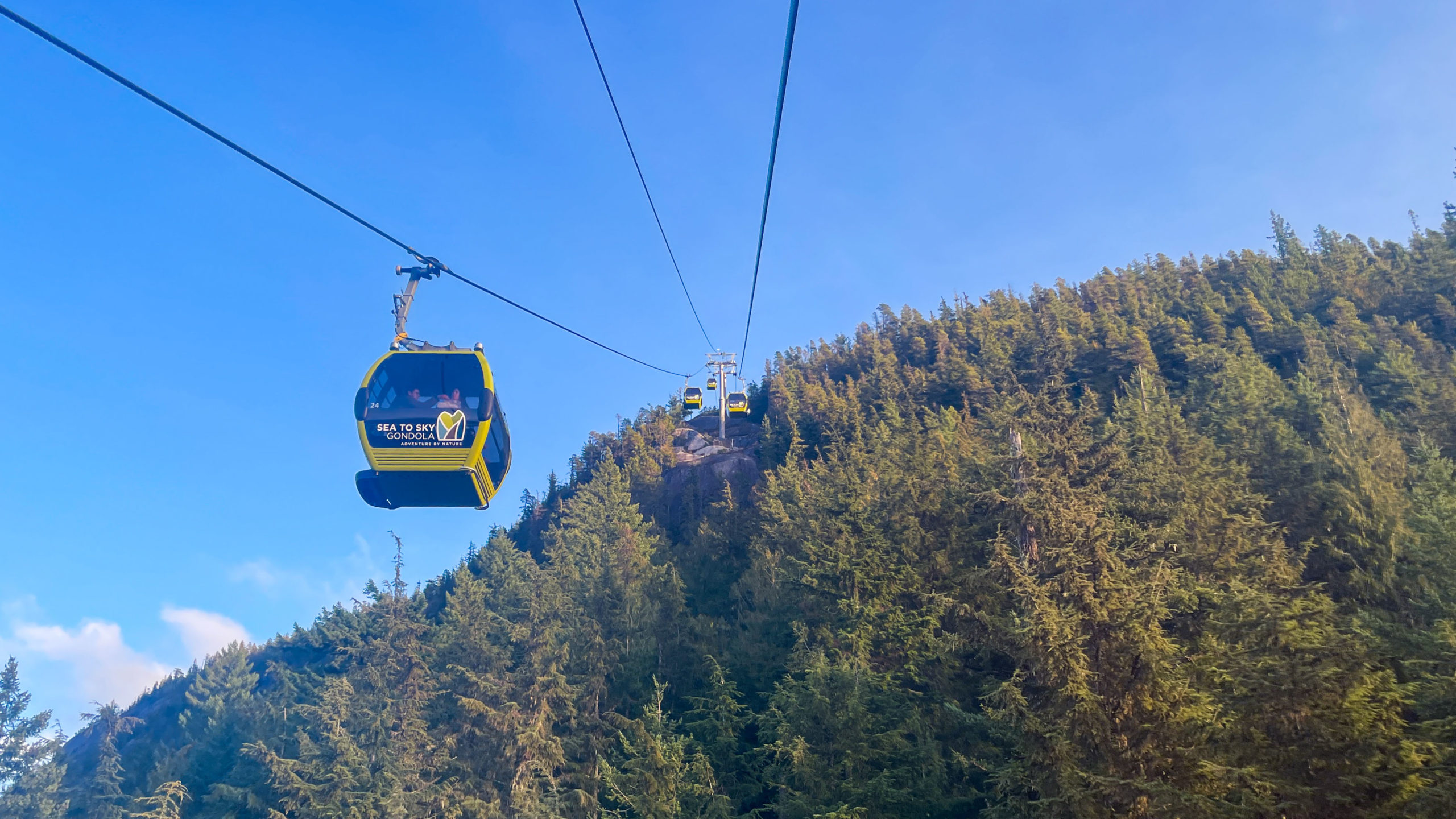 Gondola coming down the mountain